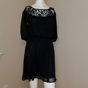 Lace Trimmed Layered Dress